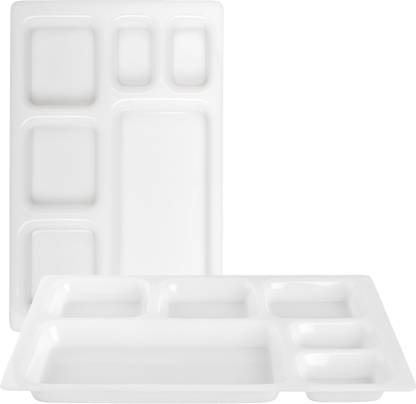 Neena Crockeries Acrylic PVC Free Unbreakable 6 Portion Plate Dinner Plate, Thali, Compartment Plate, Compartment Tray, Function Dinner Plate, Meal Tray Dinner Plate