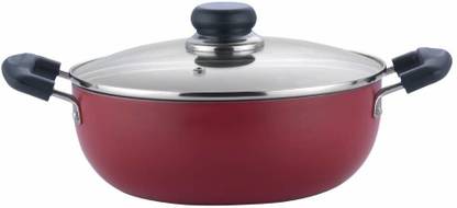 VINOD Zest Non-Stick Deep Kadai with Glass Lid Kadhai 22 cm diameter with Lid 2.6 L capacity
