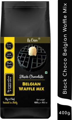 La Casa Black Bourbon Waffle Mix | Pancake Mix | Multigrain | Vegan | Egg-Less | Extra Crisp | 400 gms | 400 g