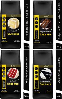 La Casa French Vanilla + Belgian Chocolate + Red Velvet + Bourbon Black Cake Mix | Egg-Less | Vegan | Super Moist | Extra Soft | 1.2 kgs | 1200 g