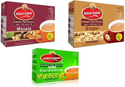 Waghbakri Tea Premix Elaichi, Ginger & Masala Combo Assorted Instant Tea Box