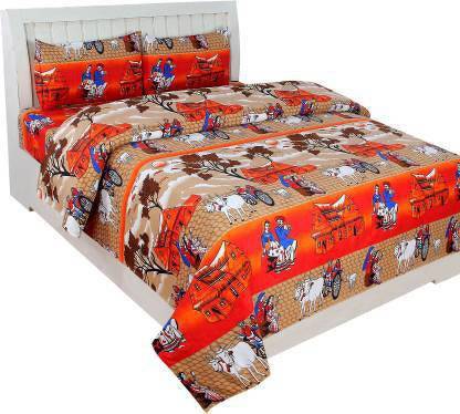 Makhija 1 TC Polycotton Single Self Design Flat Bedsheet