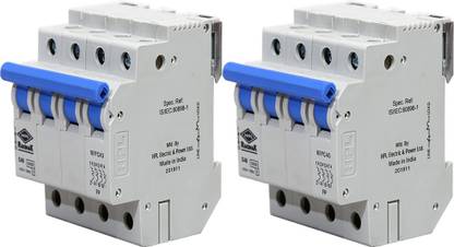 HPL Polycarbonate 40A Four Pole 6KA C Curve MCB (Miniature Circuit Breaker) White 2Pack RFPC40 MCB