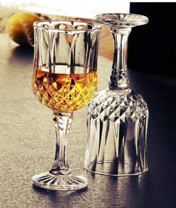 MKSHouse (Pack of 2) 250 ml diamond cut red wine glasses pack of 2 Glass Set Water/Juice Glass