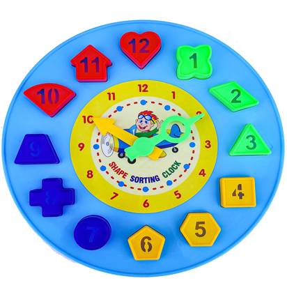 HOCK learning Educational Digital analog Clock Colorful,Numbers,Geometric Shapes,Alphabet Set of 12Pcs Puzzle