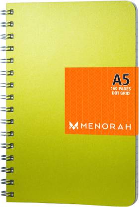 MENORAH Wiro Bound, Dot Grid, 160 Pages, 90 GSM, Corporate Premium Journal | Sphene-Gemstone Collection A5 Notebook DOT GRID 160 Pages