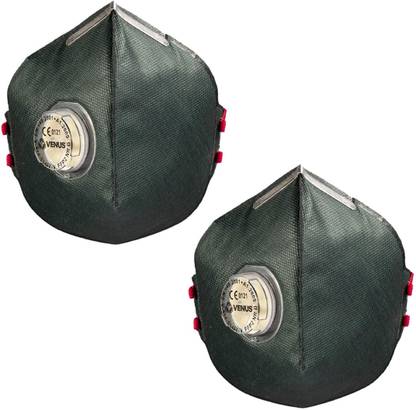 Venus V-414 SLOV-V NIOSH Approved Universal Series Anti Pollution Mask with Valve and Adjustable Nose Clip | Pack of 2 Mask Reusable, Washable