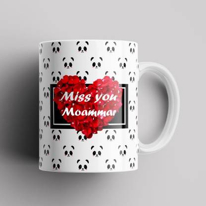 Beautum Model EBMSU012945 MISS YOU Moammar Name Printed Best Gift White Ceramic. Gift for girlfriend, Gift for boyfriend, Gift for best friend Ceramic Coffee Mug