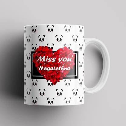Beautum Model EBMSU013644 MISS YOU Nagarathna Name Printed Best Gift White Ceramic. Gift for girlfriend, Gift for boyfriend, Gift for best friend Ceramic Coffee Mug
