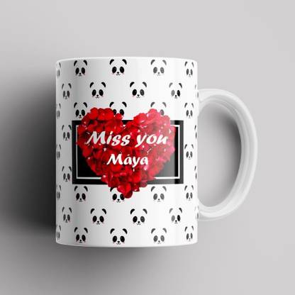 Beautum Model EBMSU012236 MISS YOU Maya Name Printed Best Gift White Ceramic. Ceramic Coffee Mug
