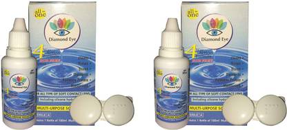soft eye Contact Lens 30ML Cleaning Solution With Contact Lens Case Box with Mirror (Pink Color) Solution