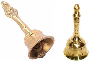 Utkarsh Combo Of Round Head Pooja Puja Bell Ghanti With Nagpari Head Pooja Puja Bell Ghanti Brass