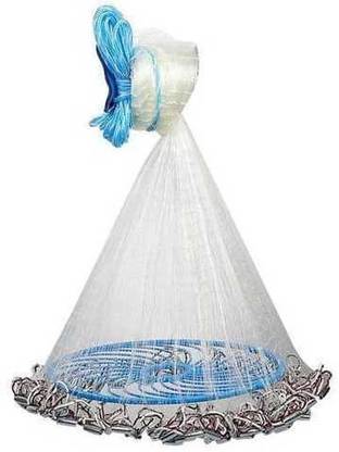 SMB 8Ft 2.4M Fishing Net Bait Easy Throw Hand Cast 3/4 inch Strong Nylon Mesh + Sinker Aquarium Fish Net