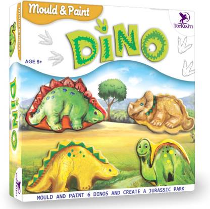ToyKraftt Dinosaurs - Mould & Paint Art & Craft Kit for 7 Year olds