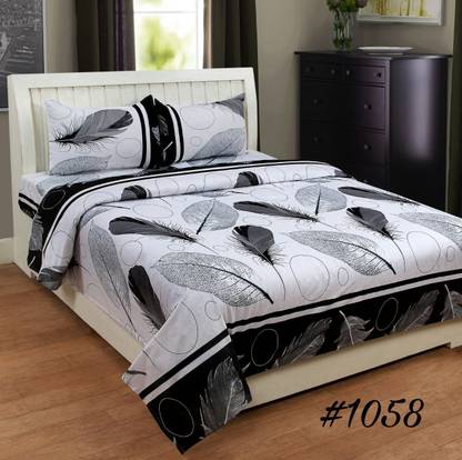 Makhija 1 TC Polycotton Double Self Design Flat Bedsheet