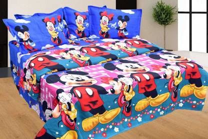Makhija 1 TC Polycotton Double Self Design Flat Bedsheet