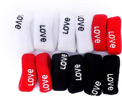 Shivarth Rubber Bands for Girls & Women Love Design Soft Elastic Hair Rubber Red Black White Color (Pack of 12 Pieces) Rubber Band