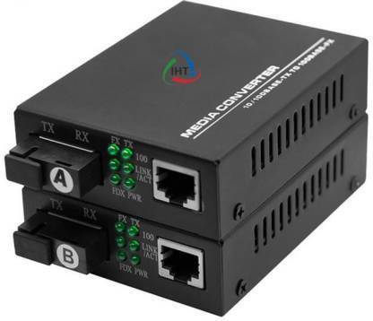 IHT Media Converter 20 Km Single Mode Single Fiber 1 Pair (OTE-SMSF20) 2 Ports 100 Mbps Network Switch