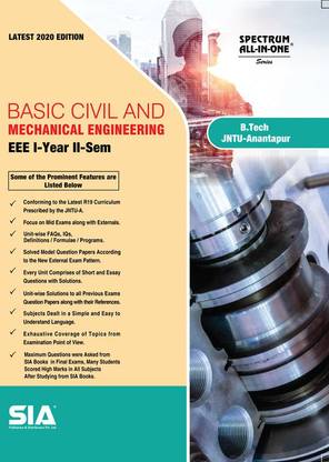Basic Civil And Mechanical Engineering, B.Tech I-Year II-Sem (EEE) R19 (JNTU-Anantapur) Latest 2020 Edition