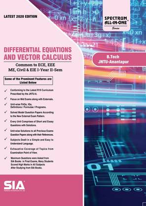 Differential Equations And Vector Calculus, B.Tech I-Year II-Sem (Common To ECE, EEE, ME, CE) R19 (JNTU-Anantapur) Latest 2020 Edition