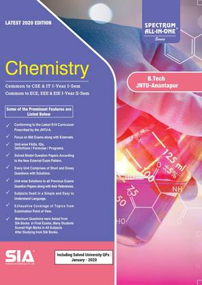 Chemistry, B.Tech I-Year I-Sem (CSE & IT) (R19) And B.Tech I-Year II-Sem (Common To ECE, EEE, EIE) (R19) JNTU-Anantapur, Latest 2020 Edition