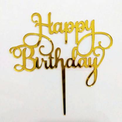 Propsicle Golden Acrylic Happy Birthday Cake Topper Cake Topper