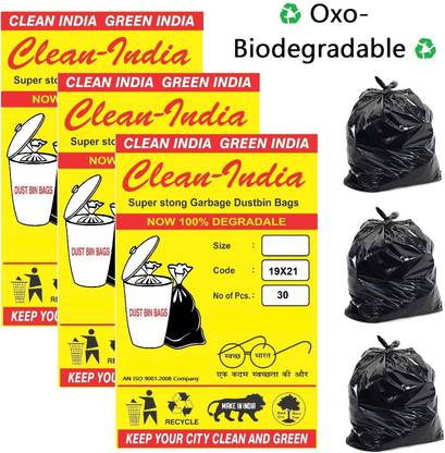 Clean India Oxo-Biodegradable 90Pcs Medium 15 L Garbage Bag  Pack Of 90
