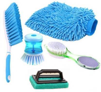 GTE Cleaning Combo Carpet brush, Tile brush, Gloves, Liquid brush, Pedi cleaner Cleaning Brush, Glove, Cleaning Wipe