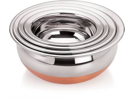 Neera Serving & Cookware Handi Set - Capacity - 4 Pcs - 3500ML " Copper Bottom . Handi 4.5 L