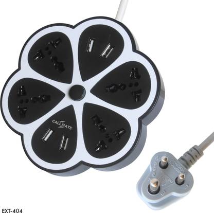 Callmate Hexagon Extension Board with 4 Sockets + 4 USB Ports (2.0 Amp), Multi Switched Socket USB Hexagon Charging Station EU Plug Multi Plug Use for Home & Office 4  Socket Extension Boards