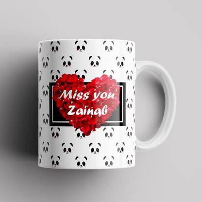 Beautum Model EBMSU023682 MISS YOU Zainab Name Printed Best Gift White Ceramic Coffee Mug