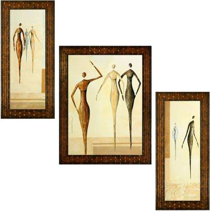 Indianara Set of 3 Modern Art Paintings (2494) Digital Reprint 13 inch x 10.2 inch Painting