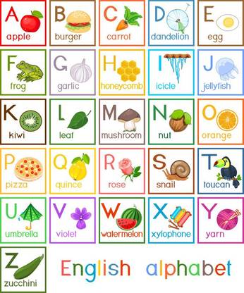 kids alphabets chart with animals name for kids room and for kids play school(no need of tap) Paper Print