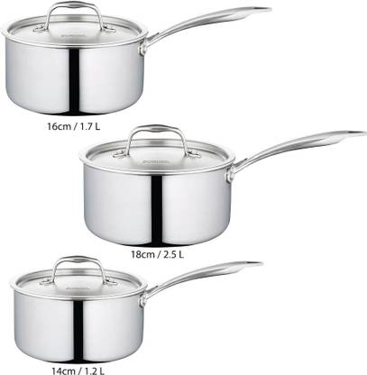 BOROSIL Cookfresh Five-ply Sauce Pan 24 cm diameter with Lid 1.8 L capacity