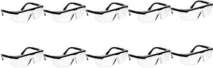 DC 028 Universal Fit, Chemical Resistant Polycarbonate Plastic Safety Goggles with Side Protection and Adjustable Temples (Crystal Clear Lense)_15p Laboratory Safety Goggle