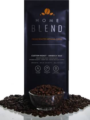 HOME BLEND Whole Bean Coffee - Custom Roast - Premium Arabica 'AAA' Grade - Pack of 1 KG (Dark Roast) Roast & Ground Coffee
