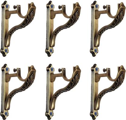 Bzcarts Gold Rod Rail Bracket, Curtain Knobs, Curtain Hooks Metal