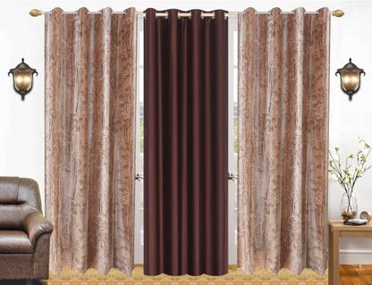 Flipkart SmartBuy 214 cm (7 ft) Door Polyester Room Darkening Curtain (Pack Of 3)