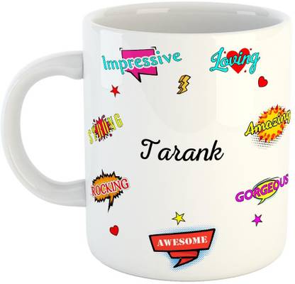 FABTODAY Best Gift for Birthday, Anniversary, Return Gift, Everyday Gifting, White, Name - Tarank Ceramic Coffee Mug