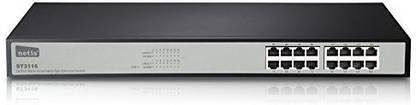 NETIS ST3116 16-Port 10/100M 19-inch Full Size Rackmountable Switch, Auto-Negotiation and Plug and Play, Mounting Kits Included 16 Ports 100 Mbps Unmanaged Network Switch