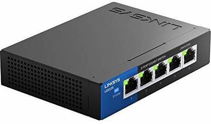 LINKSYS Business LGS105 5-Port Desktop Gigabit Ethernet Network Unmanaged Switch I Metal Enclosure,Black/Blue 5 Ports 100 Mbps Unmanaged Network Switch