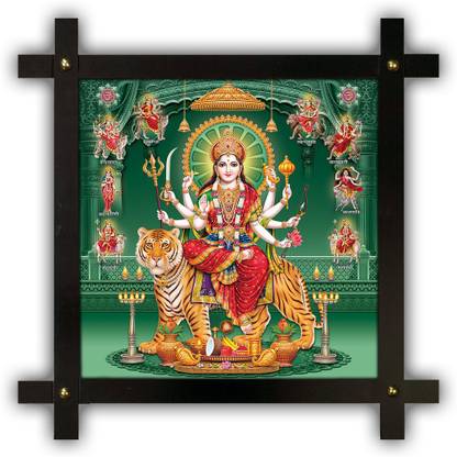 Poster N Frames Cross Wooden Frame Hand-Crafted with photo of Nav Durga 20703-crossframe Digital Reprint 16.5 inch x 16.5 inch Painting