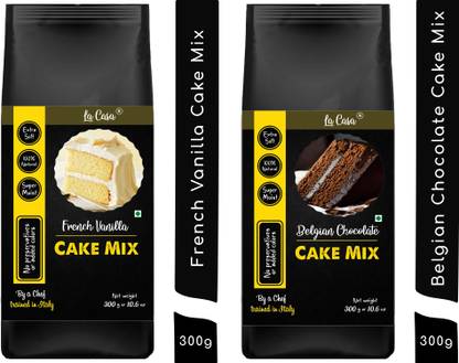 La Casa French Vanilla + Belgian Chocolate Eggless Cake Mix Combo 600 g