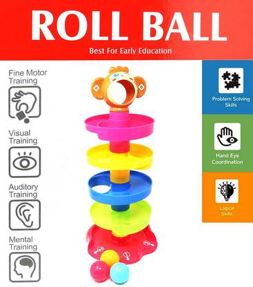 Zest 4 Toyz 5 Layer Ball Drop and Roll Swirling Tower Set, Baby Rolling Ball Bell Toys Pile Tower Puzzle Toy