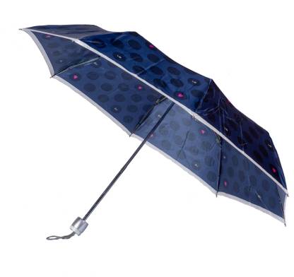 Mohendra Dutt & Sons 3 Fold Blue Satin Print umbrella Umbrella