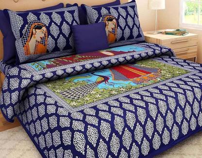 Muskan Creation 120 TC Cotton Queen Printed Flat Bedsheet