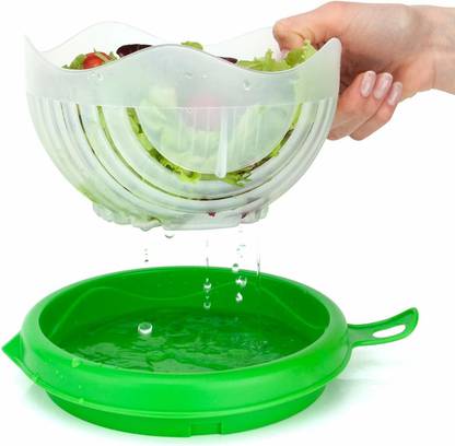 JAY DATAR SALES Salad Cutter Strainer/Vegetable, Fruits Cutting Bowl, Medium (green) Vegetable Chopper