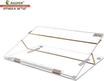 RASPER 2 Compartments Clear Acrylic Writing Desk Easy Reading Desk, Adjustable Height Portable Laptop Table Table Top Elevator (Small Size 16x12 Inches) Premium Quality