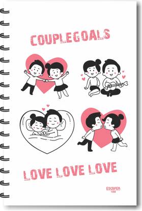 ESCAPER Couple Goals - LOVE LOVE LOVE (Ruled - A5 Size) Designer Notebook , Love Notebooks A5 Notebook Ruled 160 Pages
