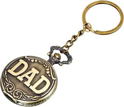 SMART WORLD Antique designed keychain clock -DAD embossed Key Chain